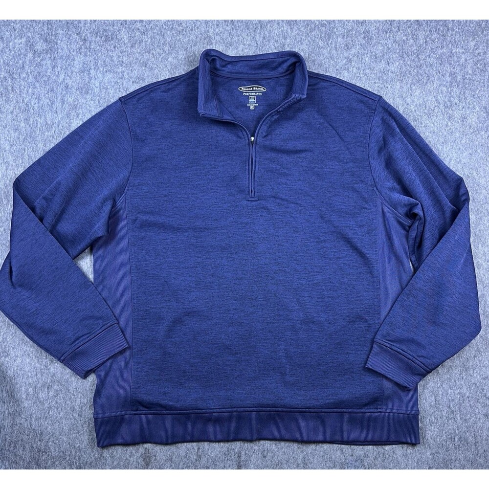 Pebble Beach Performance Men's 1/4 Zip Pullover Blue Long Sleeve Size XL